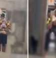 Policial militar foi filmado dando tapa em adolescente que brincava com arma de gel no quintal da avó  Foto: Reprodução/EPTV