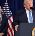 Presidente dos EUA, Donald Trump, em coletiva de imprensa enquanto o secretário de Defesa, Pete Hegseth, e o secretário de Estado, Marco Rubio, observam.  Foto: Reuters / BBC News Brasil