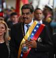 O presidente venezuelano Nicolás Maduro e sua esposa Cilia Flores, em 15 de janeiro de 2025, em Caracas.  Foto: AFP - FEDERICO PARRA / RFI
