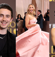 Da esquerda para a direita: Timothée Chalamet, Nikki Glaser e Teyana Taylor no Globo de Ouro 2026 (Fotos: Frazer Harrison/WireImage/Getty Images e Amy Sussman/Getty Images)  Foto: Rolling Stone Brasil