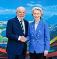 O presidente Luiz Inácio Lula da Silva ao lado da presidente da Comissão Europeia, Ursula von der Leyen  Foto: Ricardo Stuckert/PR