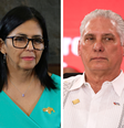 Os presidentes latino-americano Delcy Rodríguez (Venezuela), Díaz-Canel (Cuba) e Claudia Sheinbaum (México)  Foto: Getty Images / BBC News Brasil