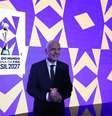 O presidente da Fifa, Gianni Infantino, veio ao Brasil para o lançamento da logo da Copa do Mundo Feminina de 2027  Foto: Wagner Meier - FIFA / FIFA via Getty Images
