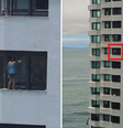 Mulher é filmada em pé em janela de prédio de luxo no Guarujá (SP)  Foto: Reprodução/Instagram