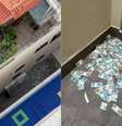 Dinheiro estava em uma mala que foi jogada pela janela de um apartamento em Balneário Camboriú (SC)  Foto: Divulgação/Polícia Federal 