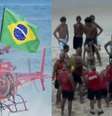 Bombeiros tentam reanimar vítima de acidente na Praia de São Conrado  Foto: Reprodução/TV Globo