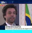 O momento tenso entre o enviado da Globo, Tiago Eltz, e o presidente Lula, em Nova Délhi, na Índia  Foto: Reprodução/CanalGov