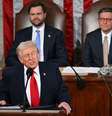 Divisões partidárias e medalhistas de ouro olímpicos estiveram entre os principais momentos do discurso de Trump  Foto: AFP via Getty Images / BBC News Brasil