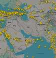 Monitoramento de voos em tempo real mostra "buraco" sobre o Irã após ataques dos EUA e Israel no país  Foto: Reprodução/Flightradar24