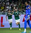 Flaco comemora gol contra o Novorizontino  Foto: JHONY INACIO/ENQUADRAR/ESTADÃO CONTEÚDO