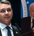 Nos cenários de segundo turno, Lula e Flávio Bolsonaro aparecem empatados com 46% cada, e 7% afirmam que votariam em branco ou nulo  Foto: Montagem: Andressa Anholete/Agência Senado e Marcelo Camargo/Agência Brasil