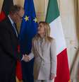 Meloni e Merz durante reunião em Roma, em 23 de janeiro  Foto: ANSA / Ansa - Brasil