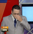 Haroldo Arruda, da Record MT, passa mal ao vivo  Foto: Reprodução/TV Vila Real