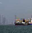 Navio na costa de Dubai, nos Emirados Árabes Unidos, país próximo ao Estreito de Ormuz  Foto: ANSA / Ansa - Brasil