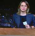 Narayanna Borges em sua primeira aparição no 'Jornal das Dez', interagindo com Aline Midlej  Foto: Reprodução/TV