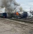 Rede ferroviária é cada vez mais atacada na Ucrância, como na imagem da região de Mykolayiv, no sul do país.  Foto: via REUTERS - OLEKSII KULEBA VIA FACEBOOK / RFI
