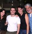 William Bonner e a mulher, Natasha Dantas, e a filha do jornalista Beatriz Bonemer, com o namorado, Caio Freitas, posaram com Hugo Bonemer após a pré-estreia da peça 'O Talento Ripley'.  Foto: Brazilnews / Purepeople