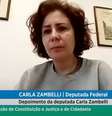 Condenada pelo STF, Carla Zambelli deixou o Brasil e foi presa na Itália em operação conjunta da Polícia Federal com autoridades locais  Foto: @camaradosdeputados via YouTube / Estadão