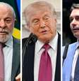 Colagem de fotos com imagens de Lula, Trump e Flávio  Foto: Reuters / EPA/Shutterstock / Agência Senado / BBC News Brasil