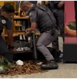 Homem com espada é imobilizado por PMs com arma de choque no Aeroporto de Viracopos  Foto: Reprodução/@capovilllaa - Divulgação