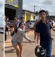 Populares agridem repórter com capacete de moto  Foto: Reprodução/Instagram/rondoniaovivo