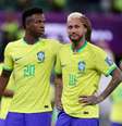 Neymar e Vini Jr em jogo das quartas de final da Copa de 2022  Foto: Getty Images