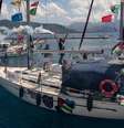 Barcos da flotilha Global Sumud, transportando ativistas e ajuda humanitária, partiram rumo à Faixa de Gaza do porto de Marmaris, na Turquia, em 14 de maio de 2026.  Foto: RFI