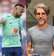 Juninho Pernambucano exalta Neymar como um gênio do futebol.  Foto: Vitor Silva / CBF e Redes Sociais / Juninhopeoficial / Portal de Prefeitura