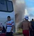 Ônibus com torcedores do Fortaleza sofre princípio de incêndio durante viagem para final da Copa do Nordeste –  Foto: Reprodução/ge / Jogada10