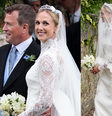 Renda histórica, véu de tule e cauda de 3 metros: o vestido de noiva de Harriet Sperling no casamento com Peter Phillips é pura inspiração; fotos. Foto: Getty Images / Purepeople