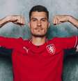 Patrik Schick, da Tchéquia, no ensaio oficial da Fifa  Foto: Stacy Revere/FIFA via Getty Images