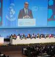 Secretário-geral da Convenção Quadro das Mudanças Climáticas da ONU (UNFCCC), Simon Stiell, discursa na abertura da conferência em Bonn, na Alemanha. Imagem de arquivo de 3 de junho de 2024.  Foto: © UNFCCC/ divulgação / RFI