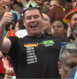 Torcedor alemão com camiseta do 7x1  Foto: Reprodução/CazéTV