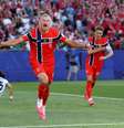 Erling Haaland marcou dois gols na vitória por 4 a 1 contra o Iraque.  Foto: Justin Setterfield/ Getty Images