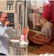 Galvão Bueno experimenta o cachorro-quente mais famoso de Nova York  Foto: Reprodução/Instagram