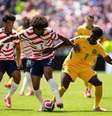 Estados Unidos e Austrália em jogo de Copa do Mundo nesta sexta-feira  Foto: MB Media / Colaborador / Getty Images