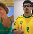 Malu Borges, Carolina Dieckmann e Júlio Cocielo entram no clima do jogo do Brasil  Foto: Reprodução/Redes Sociais