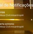 Usuários receberam um alerta da Defesa Civil com a palavra "misantropia" que significa aversão ou rejeição à humanidade.  Foto: Reprodução / Estadão