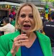 Claudete Troiano caprichou no figurino com as cores da bandeira brasileira para participar do 'Caldeirão'  Foto: Reprodução