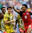 Cabo Verde comemora gol contra o Uruguai  Foto: Carmen Mandato / FIFA/FIFA via Getty Images