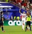 Reação de Miguel Almirón após a expulsão contra a Turquia –  Foto: Richard Heathcote/Getty Images / Jogada10