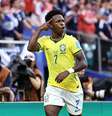 Vini Jr marcou dois gols na vitória do Brasil sobre a Escócia  Foto: Carmen Mandato - FIFA / Getty Images