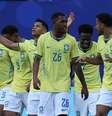 Jogadores comemoram um dos gols do Brasil na vitória sobre a Escócia  Foto: Werther Santana/Estadão / Estadão