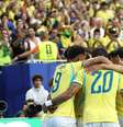 Seleção Brasileira comemora gol contra a Escócia na fase de grupos da Copa do Mundo  Foto: Peter Joneleit/Icon Sportswire via Getty Images