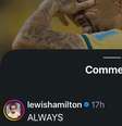 Hamilton comenta em post de Neymar após craque voltar a vestir a camisa do Brasil.  Foto: Reprodução/ Redes Sociais