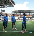 Neymar, Danilo, Vini Jr. e Paquetá durante o último treino preparatório antes de enfrentar o Japão no estádio do Houston Dynamo (PNC Stadium), em Houston, Texas.  Foto: Werther Santana/Estadao / Estadão