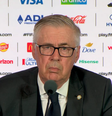 Ancelotti nega nervosismo e prega respeito após jornalista 'tirar' Costa do Marfim da Copa: 'Temos que esperar'  Foto: Reprodução/Sportv