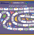 Tabuleiro do "Jogo do Clima", que guia as crianças por 46 casas que abordam temas de meteorologia e biodiversidade através de animais e fenômenos naturais.  Foto: @entrando_no_clima / The Conversation