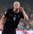 Erling Haaland (Noruega) celebrando seu gol contra o Senegal, no dia 22.06.2026.   Foto: Associated Press / Alamy