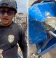 Policial foi filmado segurando sacola com dólares de vítimas de terremotos na Venezuela  Foto: Reprodução/X